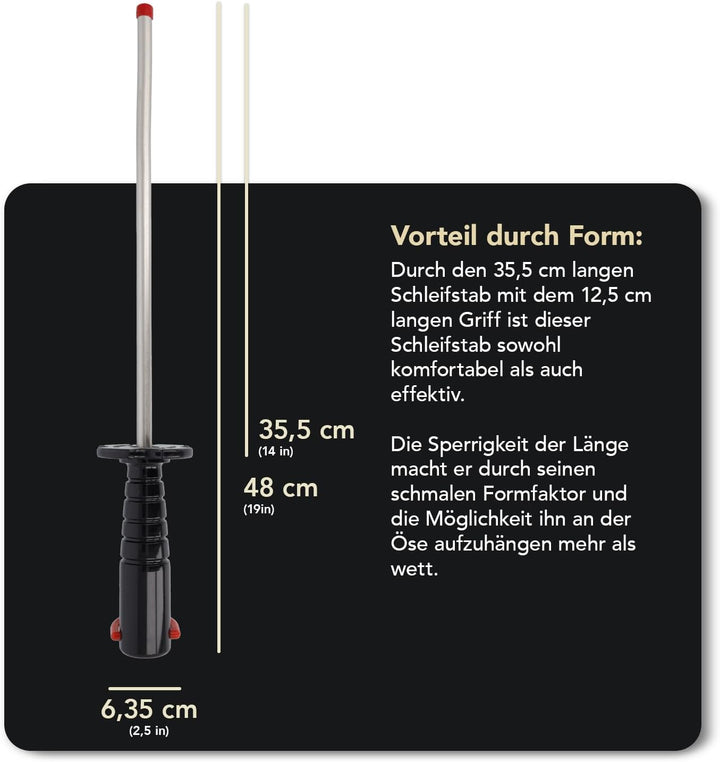 DMT Diamond Steel™ Diamant Schleifstab 14" Fein | Messerschärfer in Profiqualität | 35cm Wetzstahl f