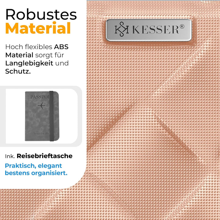 KESSER® Reisekoffer 120L Koffer ABS Hartschalenkoffer mit Zahlenschloss, Kofferwaage &amp; Reisebrieftas