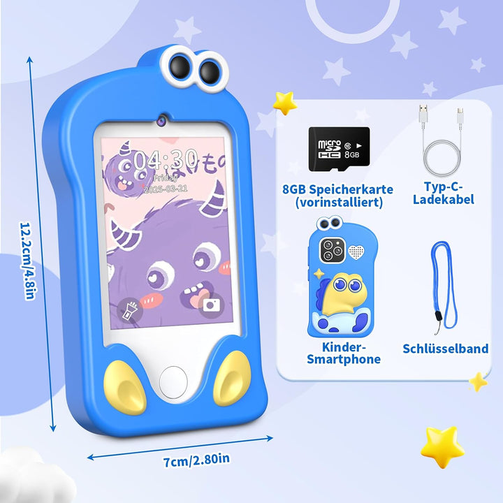 Kinderhandy Spielzeug mit Dual Kamera Kinderkamera 2.8 Inch Touchscreen Lerntelefon Lernspielzeug mi