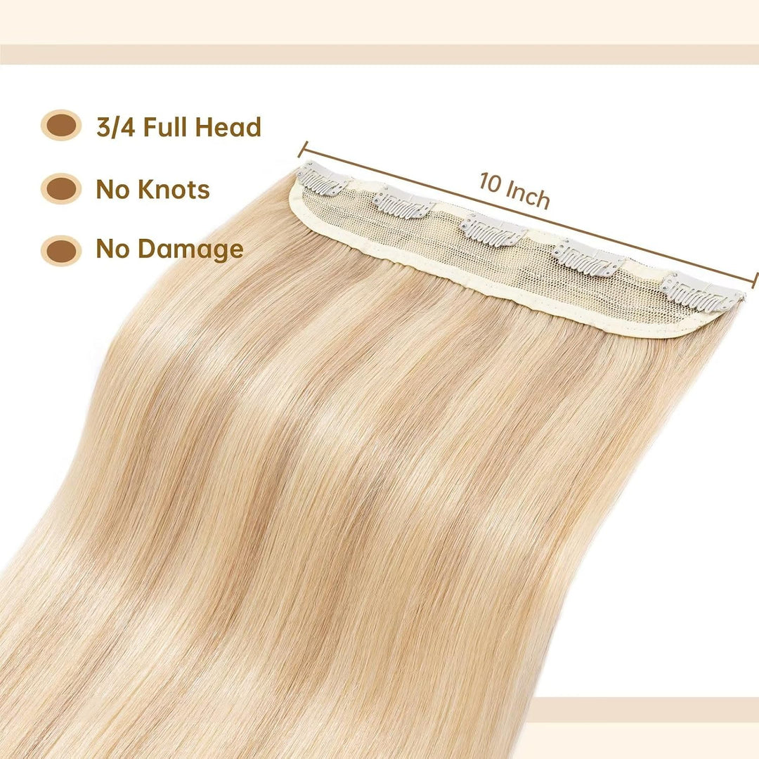 TESS Clip in Extensions Echthaar Blond Balayage 25 cm, Ein Stück Clip in Echthaar Haarverlängerung 5
