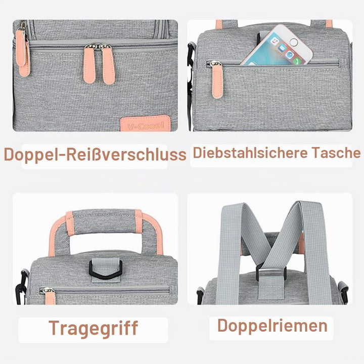 Zyorenc Isolierte Tasche für Brustmilch Lunch Kühler Wärmender Rucksack Wasserdicht, 2 Eisbeutel ink
