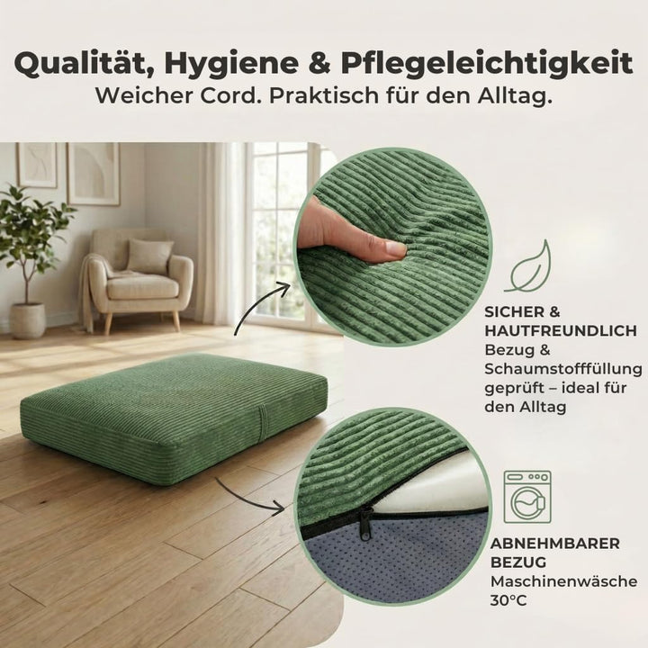Hüpfpolster für Kinder Indoor 70x110x17 cm, mit abnehmbarem Bezug Hellgrau, Hellgrau