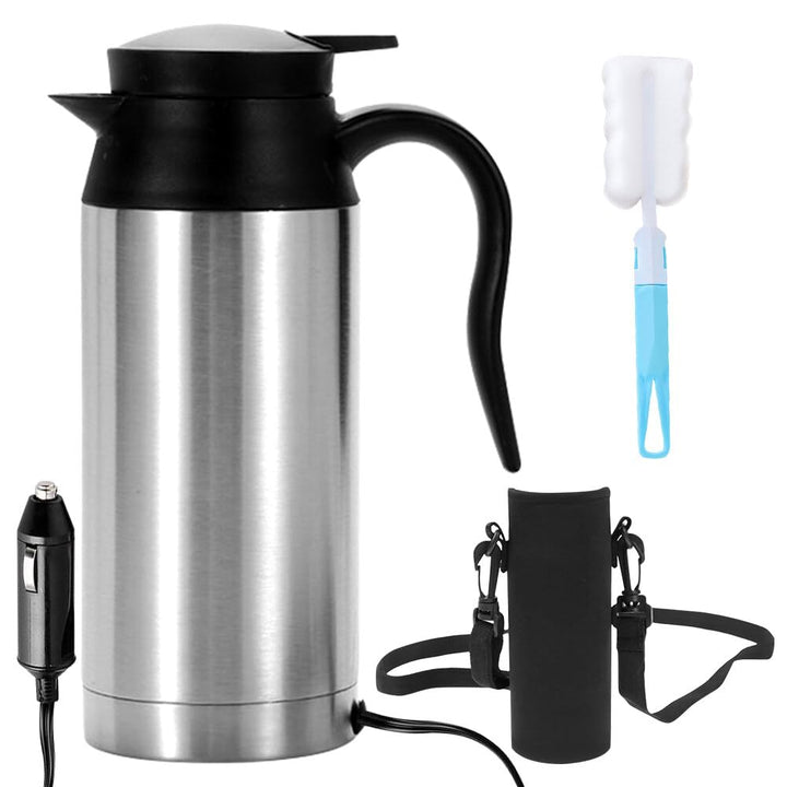 AVCXEC Auto Wasserkocher Edelstahl, 12V 750ml Reisewasserkocher Auto, Wasserkocher Auto Zigarettenan