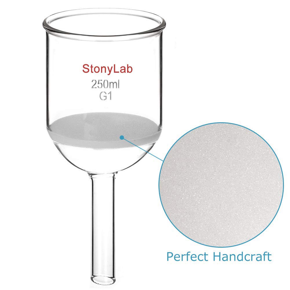 StonyLab Buchner Trichter Filter, Borosilikatglas Büchnertrichter mit Grober Fritte(G1), 76mm Scheib