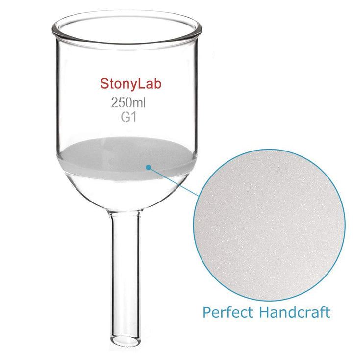 StonyLab Buchner Trichter Filter, Borosilikatglas Büchnertrichter mit Grober Fritte(G1), 76mm Scheib
