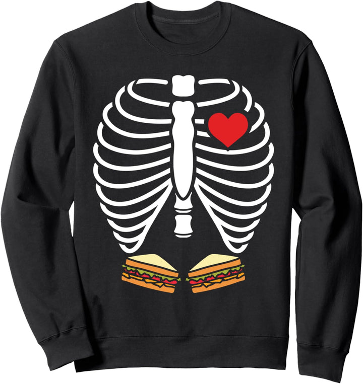 Röntgen Halloween Kostüm Brustkorb Skeleton Sandwich Sweatshirt