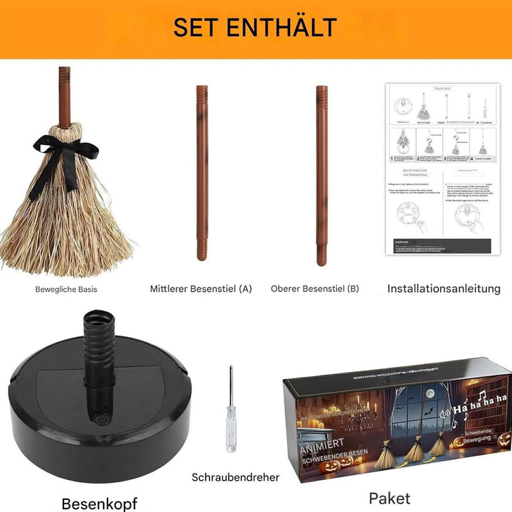 95cm Schwebender Besen Halloween, Hexenbesen Halloween Dekoration