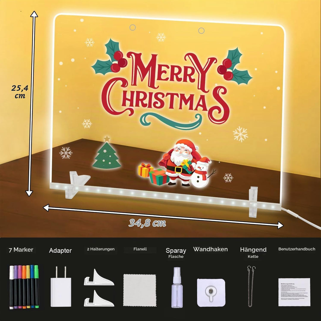 LED Zeichenbrett für Kinder, grosses 40 x 30 cm Leuchtbrett mit 8 Farben &amp; 4 Lichtmodi, einstellbare