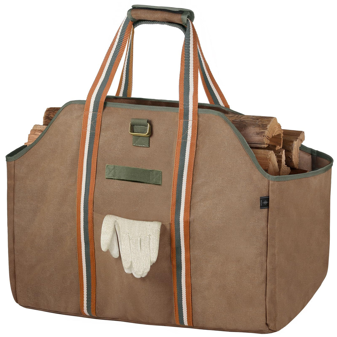 BONTHEE kaminholztasche Kaminholz Holzkorb Tragetasche Brennholztasche Kaminholzträger gewachstes Se