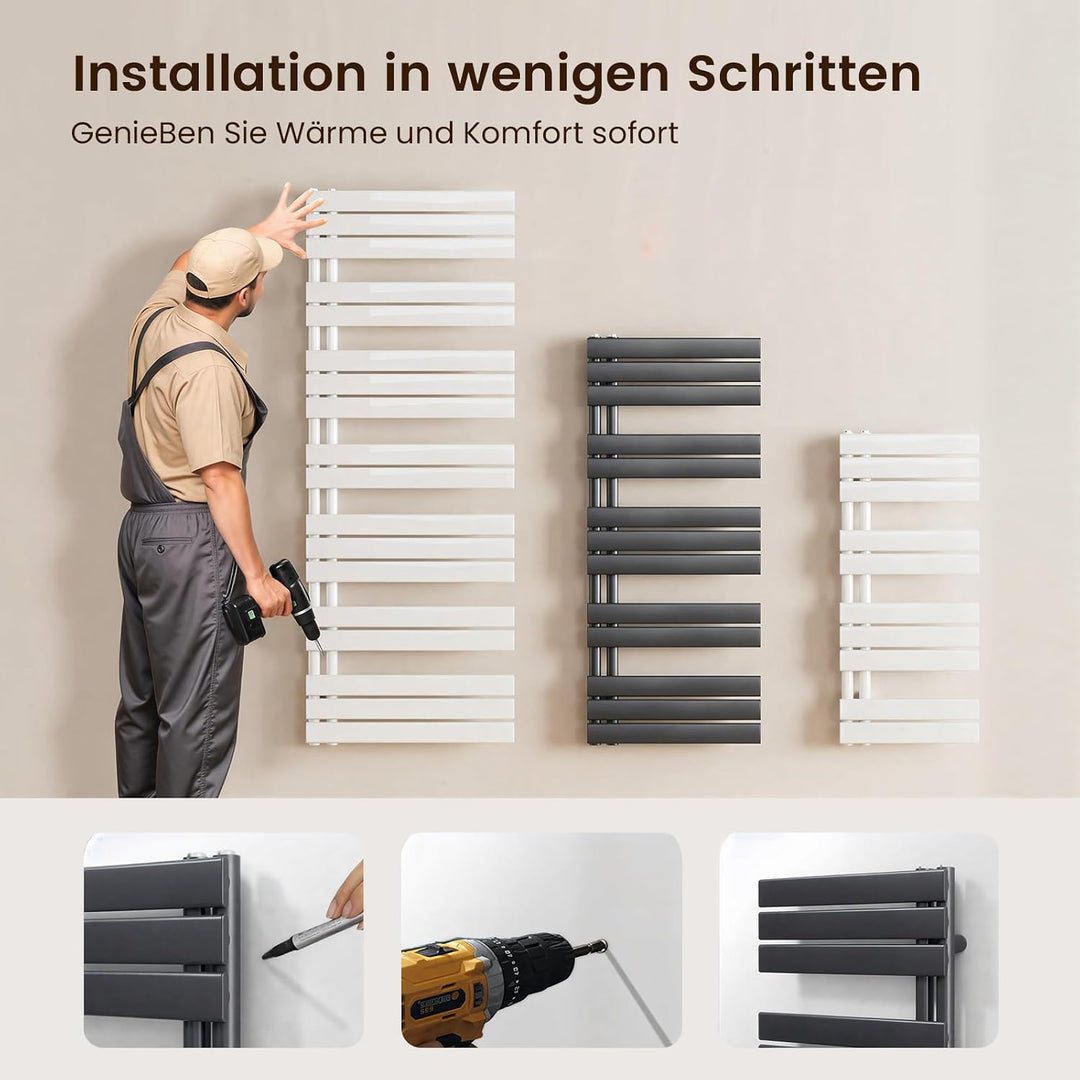 Heilmetz Badheizkörper Anthrazit Handtuchtrockner Heizung 600 x 1385 mm Bad Heizkörper Handtuchheizk