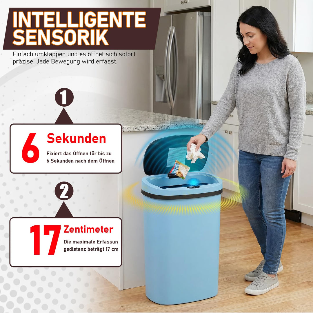 FDW Mülleimer mit Sensor &amp; Deckel, Kunststoff, 50 L Küchenmülleimer, Smart, Automatisch, Berührungsl