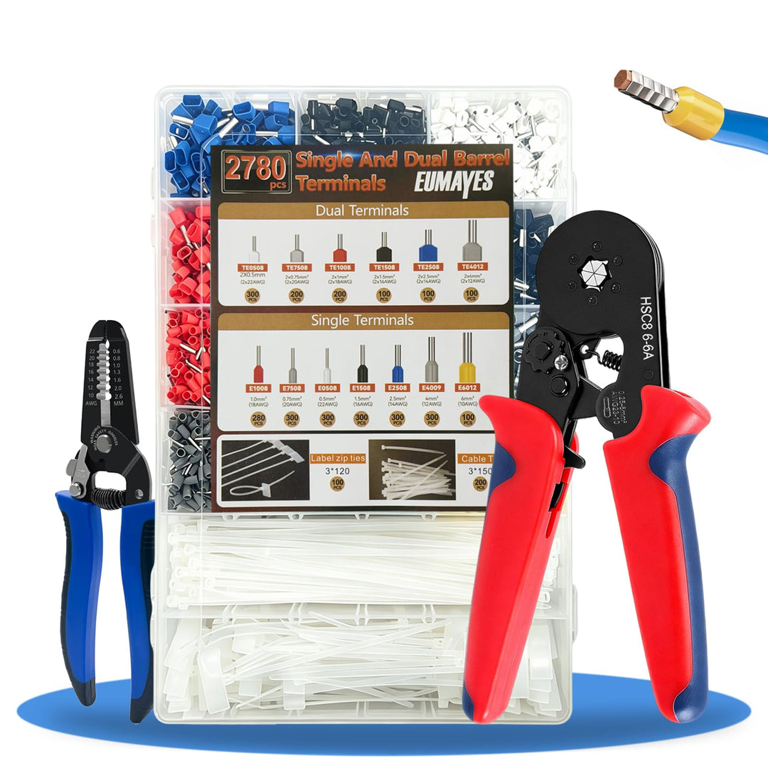 Crimpzange mit 2780 Aderendhülsen Set, Aderendhülsenzange für 0,25–6mm²
