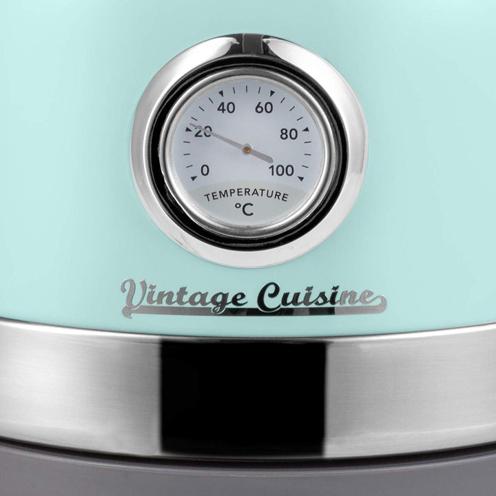 Retro Electric Kettle with Temperature Gauge by Vintage Cuisine (Mint)