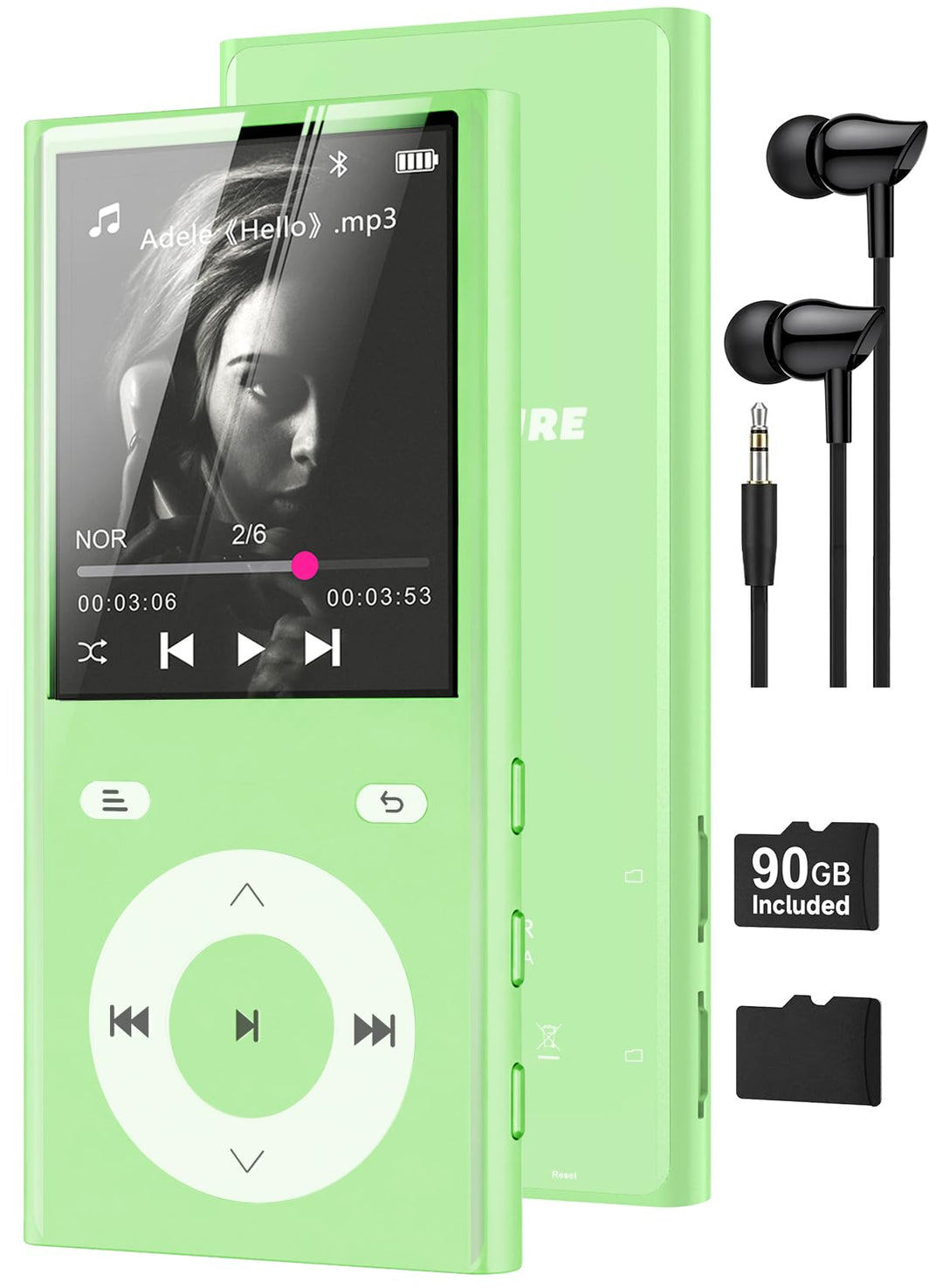 90GB MP3 Player Bluetooth 5.3, Musik Player 2 TF-Kartensteckplätzen