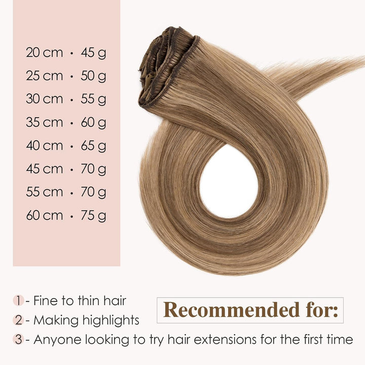 TESS Extensions Echthaar Clip in Ombre Remy Haar Extensions guenstig Haarverlängerung 18 Clips 8 Tre