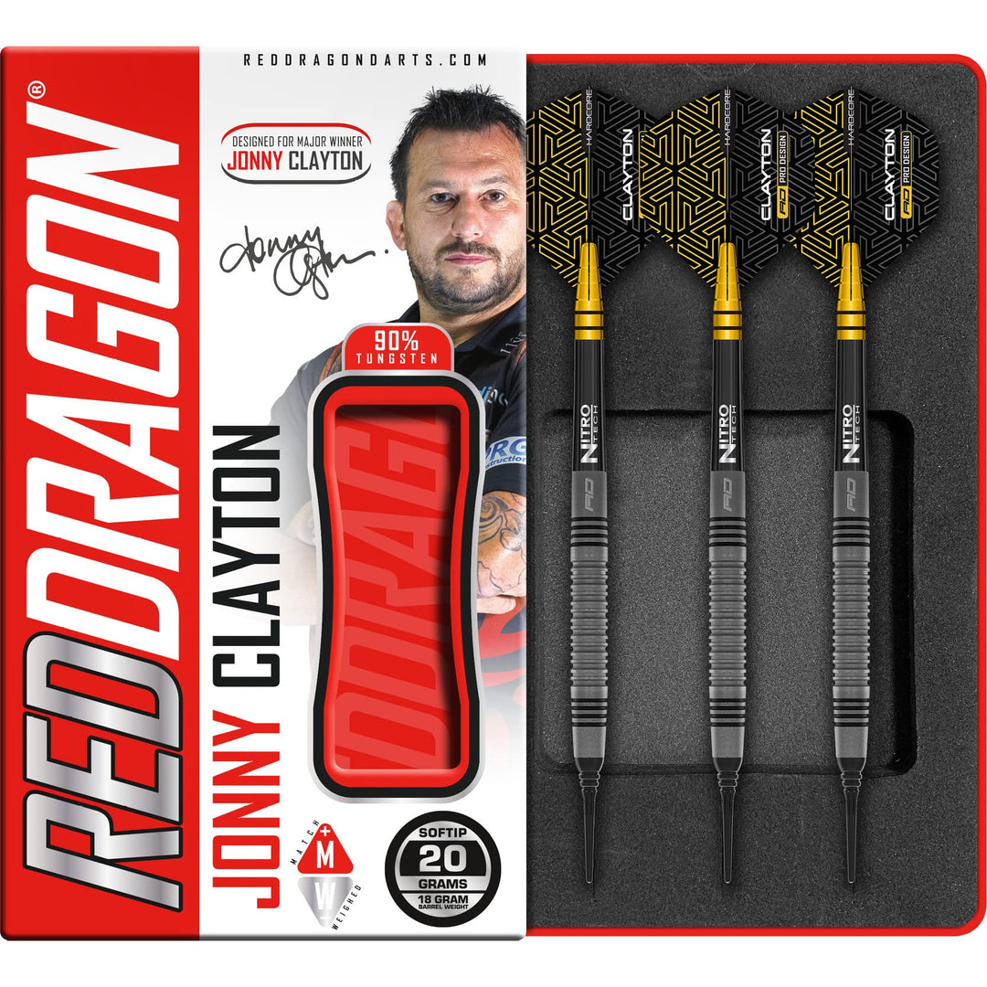 RED DRAGON Jonny Clayton Oxide Auflage Premium Tungsten Darts Set mit Flights und Stielen 18.0 Gramm