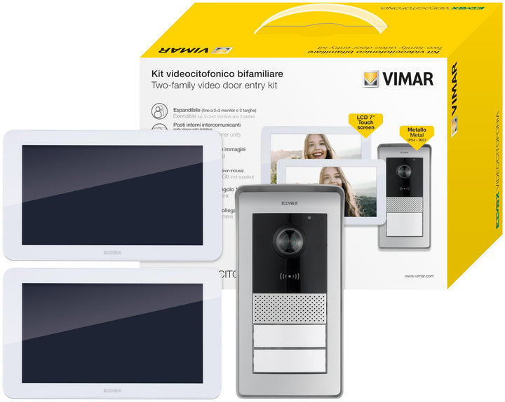 VIMAR K42916 Videosprechenalagen-Set enthält Freisprech-Touchscreen-Videohaustelefon LCD 7in, 2-Tast