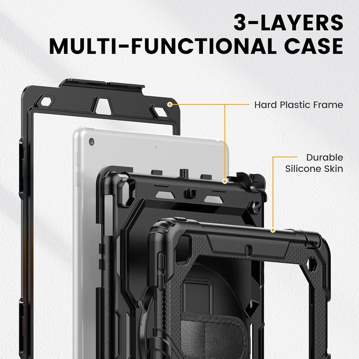 Timecity iPad-Hülle für 25,9 cm (10,2 Zoll) 8./7. Generation, Mit Stifthalter, 360° Drehbarer Stände