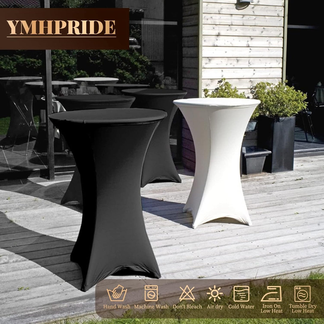 3er-Set Schwarz Stretch Stehtisch Husse für Bistrotisch Ø 60-65 cm Spandex Stretch Tischdecke, Verst