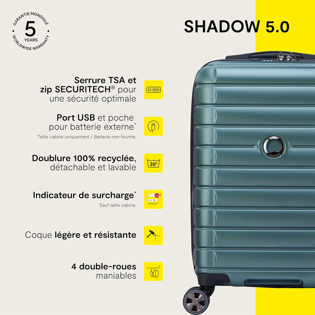 DELSEY PARIS Shadow 5.0 – Rucksack starr, S - Extensible Hellblau Stahlblau