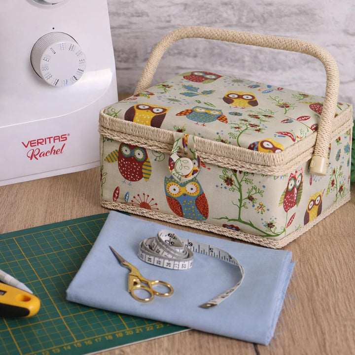 Hobby Gift Nähkästchen Klein mit Griff - Nähkorb aus Baumwolle mit Fächern für Nähzubehör &amp; Werkzeug