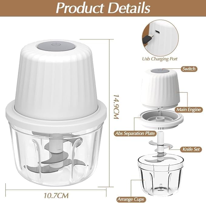 Zerkleinerer Elektrisch 400ml, Gemüsezerkleinerer Zwiebelschneider Elektrisch Multizerkleinerer, Min