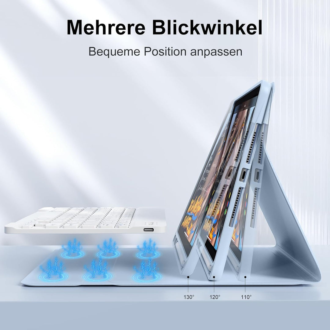 Tastatur Hülle für iPad 10.2 Zoll (9./8./7. Generation), für iPad Air 3rd / Pro 10.5, Magnetisch Abn