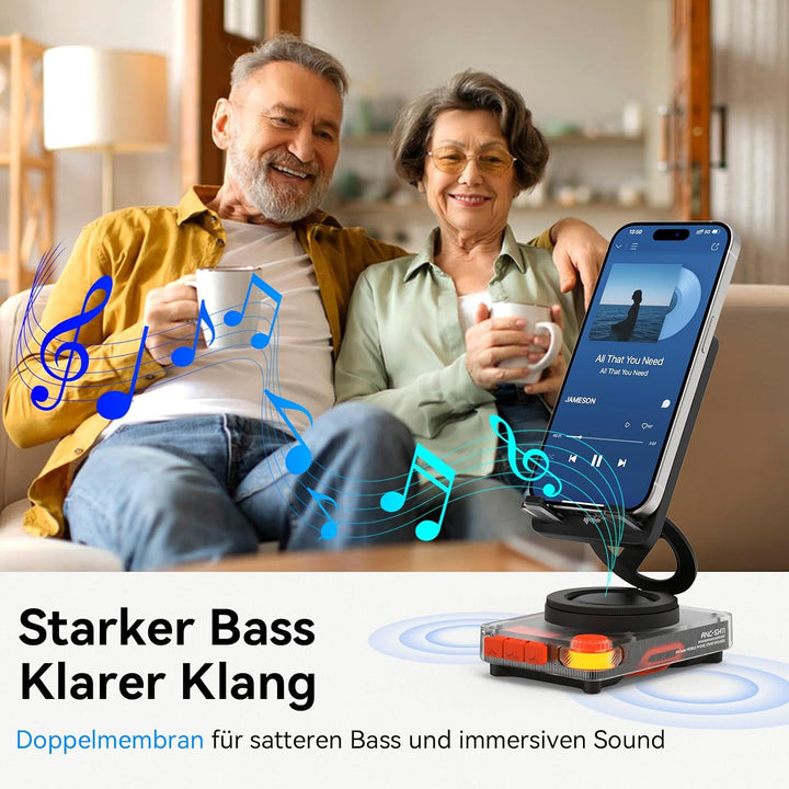 ANCwear Smartphone-Halter mit Bluetooth-Lautsprecher, 5W Klarer Sound, TF-Karte (microSD) für Musik