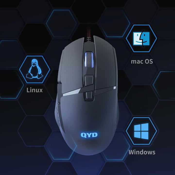 Gaming Maus 7200 DPI Einstellbarer USB RGB Led Gaming Mäuse für Grosse Hände, 8 Programmierbare PC M