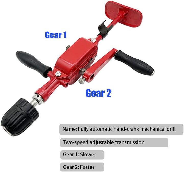 Doppelzahnrad-Handbohrer, Handbohrer, Spannfutter 0,8–10 mm, geeignet für Holz, Kunststoff und weich