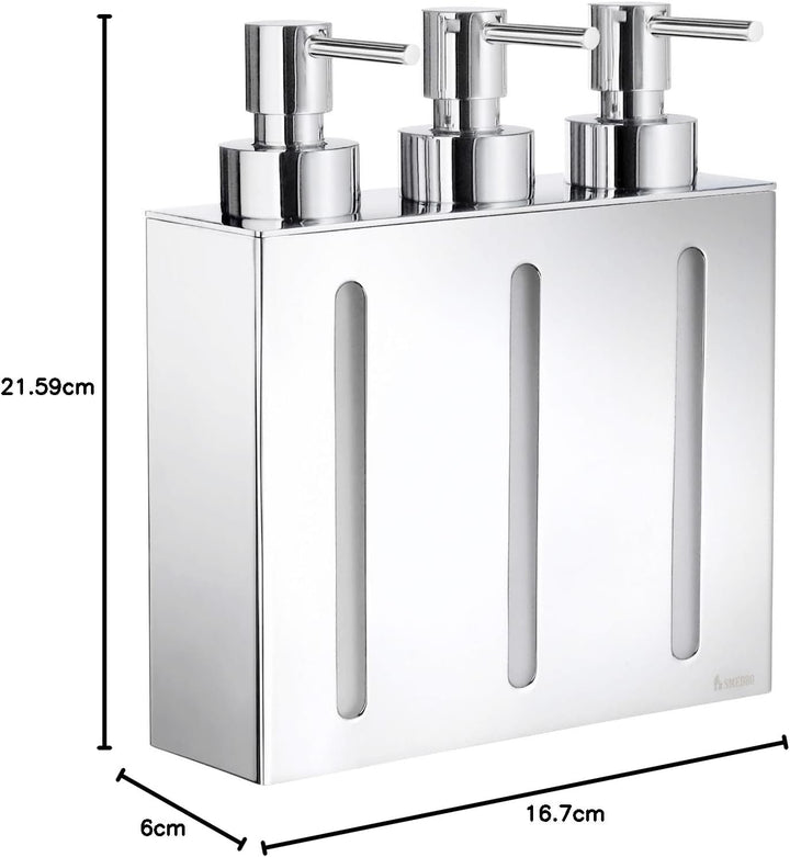SMEDBO SME_FK259 Outline Dreifacher Seifen-und Lotionspender, silber, 16.7 x 6 x 21 cm