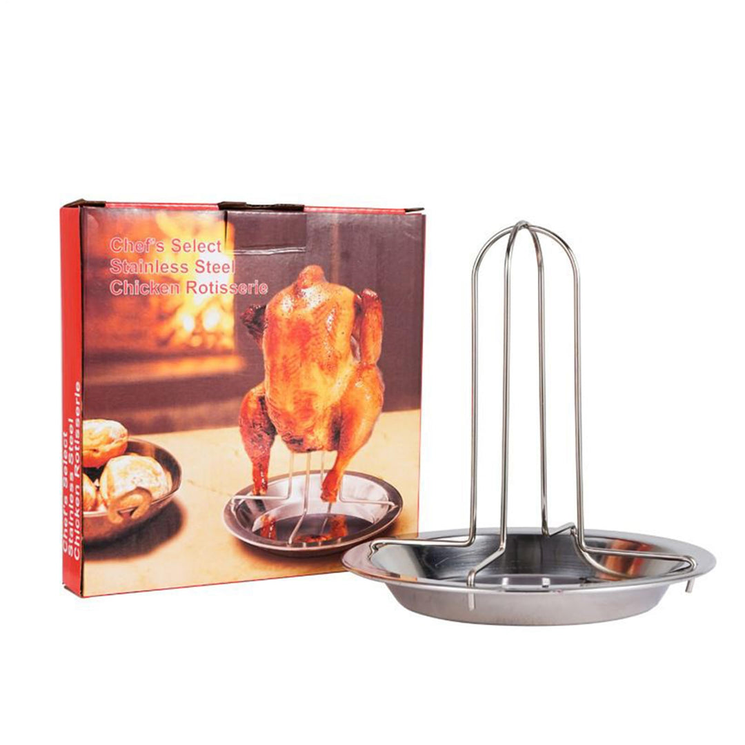 Generisch Bier-Grillhalter Für Grill,Edelstahl Bratrost - Vertikaler Bratstand Mit Auffangschale Für