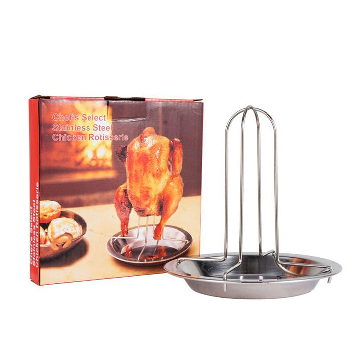 Generisch Bier-Grillhalter Für Grill,Edelstahl Bratrost - Vertikaler Bratstand Mit Auffangschale Für