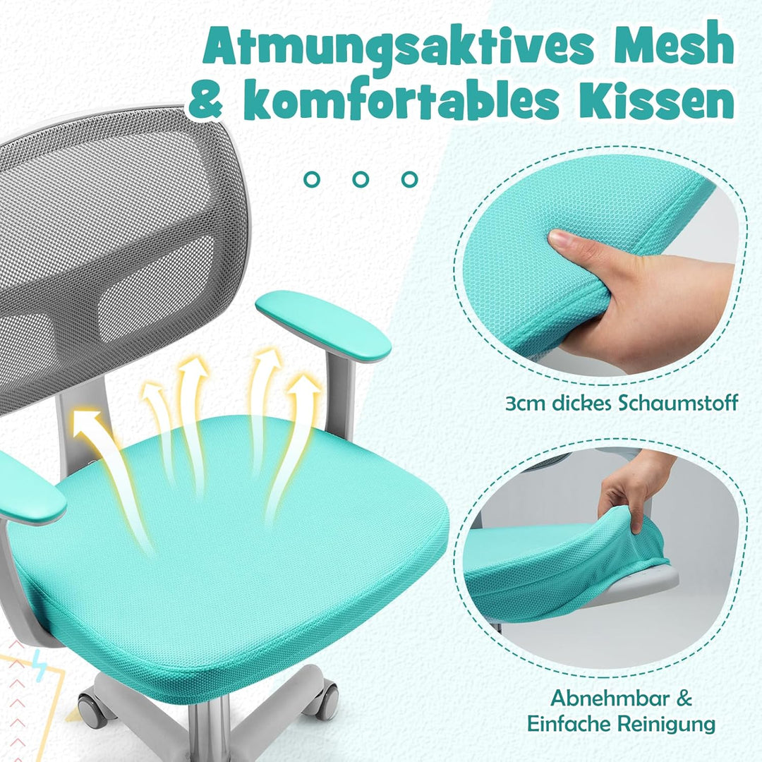 DREAMADE Kinder Schreibtischstuhl höhenverstellbar, ergonomischer Jugenddrehstuhl mit Rückenlehne &amp;