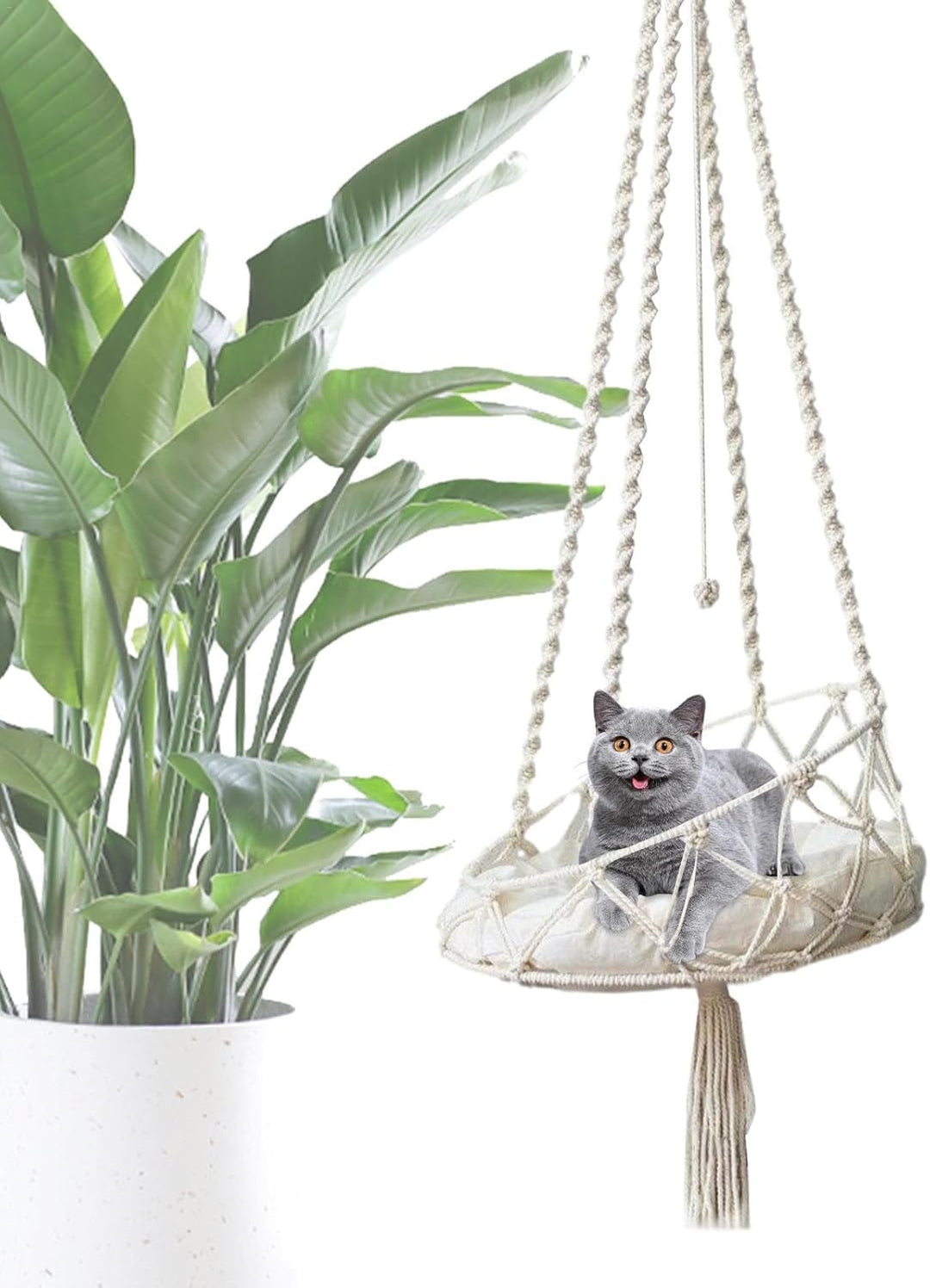 Katzenschaukel-Hängematte,Makramee-Katzenhängematte, Makramee Boho Hängemattenbett Für Katzen, Boho-