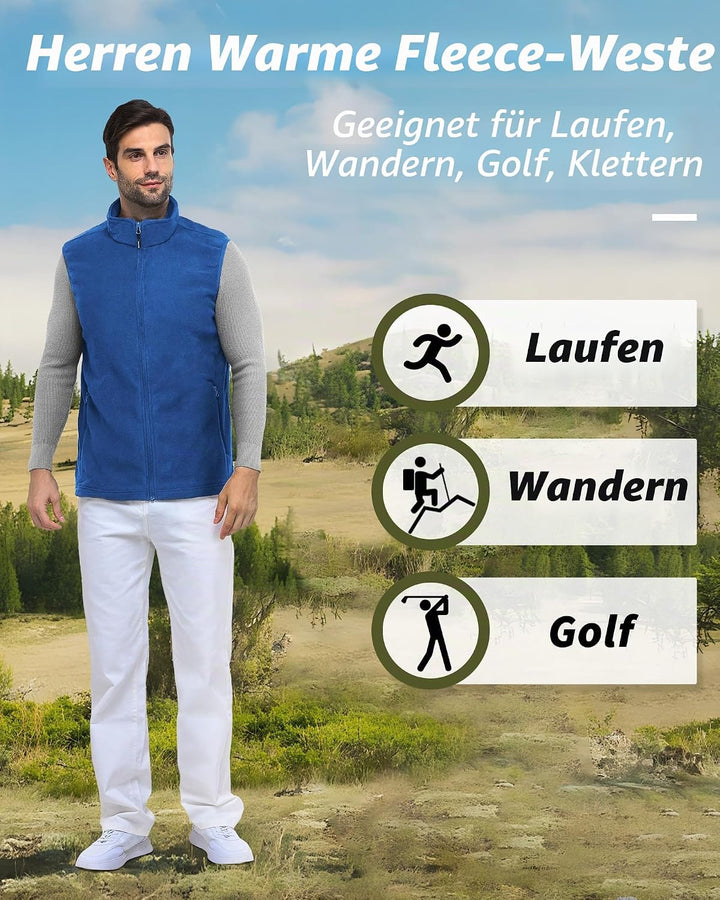 Fleece Weste Herren Leicht Ärmellose Fleeceweste Jacke Winddicht Warm Gefütterte Winterweste Arbeits