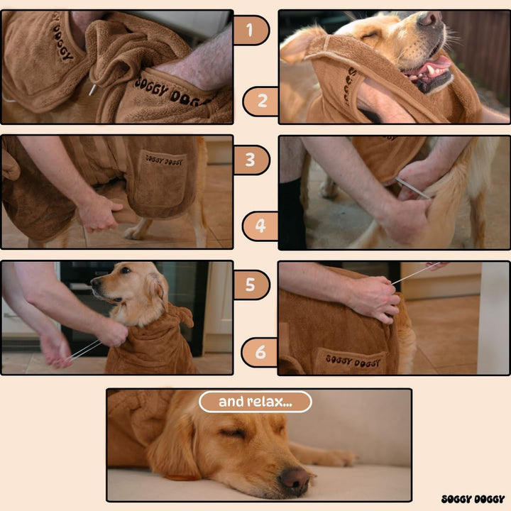 SOGGYDOGGY® UK: Luxuriöser Hunde-Trocknungsmantel, super saugfähiger Mikrofaser-Hunde-Bademantel mit