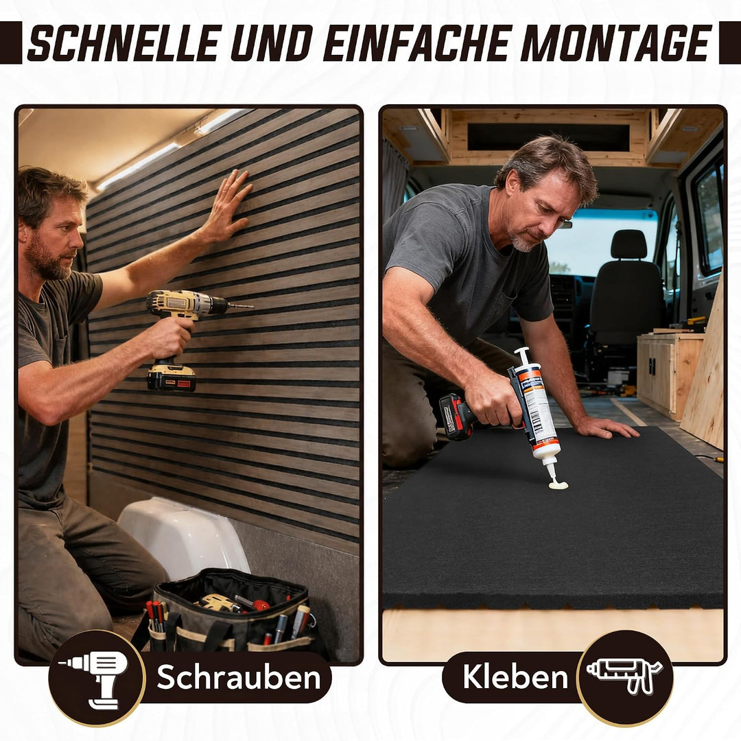 Leichte Paneele für Camper Ausbau, Wohnmobil &amp; Van | Filz Verkleidung 2er-Set | 1,21 m² Gesamtfläche
