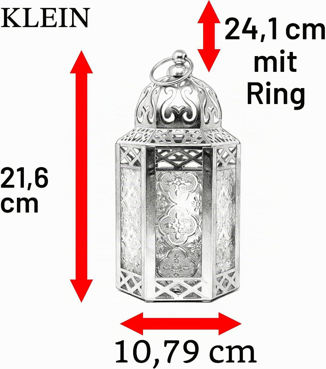 Dekorative marokkanische Laterne aus schwarzem Metall mit Kerzenhalter für Halloween – Innen-/Aussen