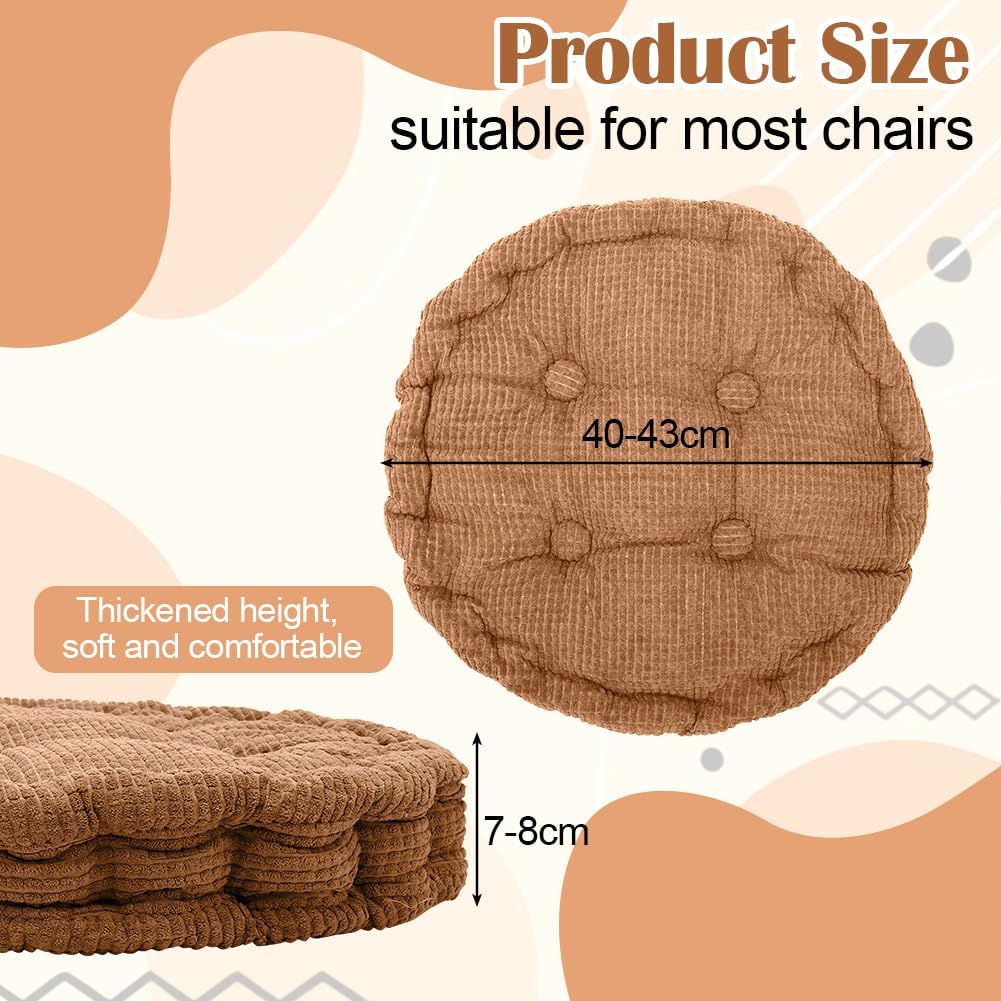 2er Set Stuhlkissen Rund, Sitzkissen 40 x 40 cm, Dicke Bodenkissen Sitzpolster Indoor/Outdoor, Kisse