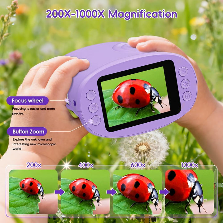 Mikroskop für Kinder, Temodu 2.0" Bildschirm (Dark Purple), Dark Purple