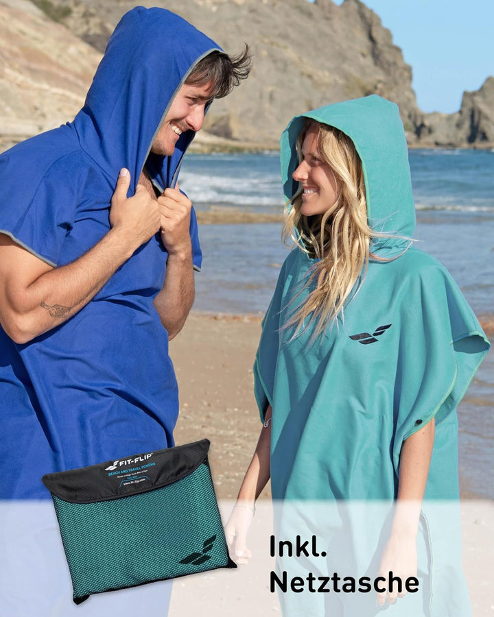 Fit-Flip Badeponcho aus Mikrofaser für Damen, Herren und Kinder | schnelltrocknend, kompakt und ultr