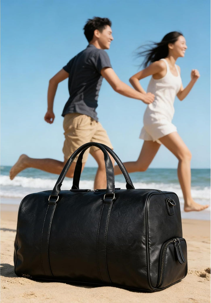 Reisetaschen Herren PU Leder Wasserdicht Weekender Tasche Grossen Kapazität Reisetasche Sporttasche