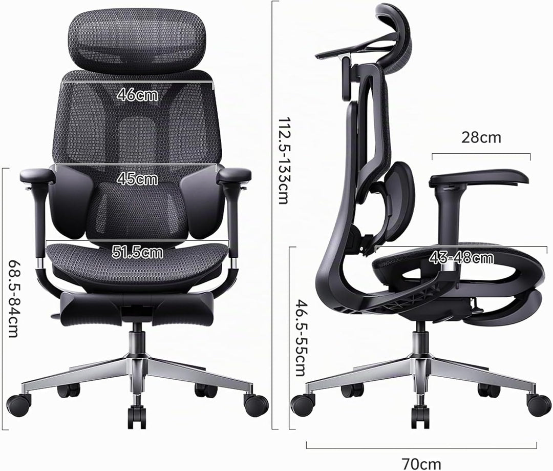 Hbada E3 Air 2026 Edition Ergonomischer Bürostuhl, 3-Zonen-Lordosenstütze, Comfy Home Office Chair m