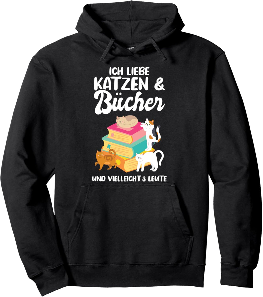 Buch Katzen Bücherwurm Pullover Hoodie