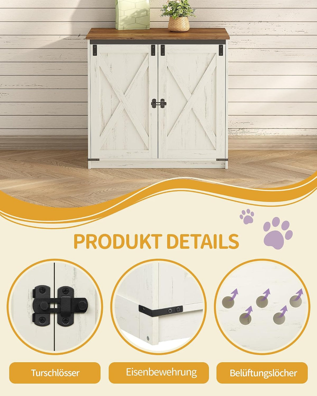 Hzuaneri Katzenklo Schrank, Verstecktes Katzenschrank mit Stauraum, Katzenhaus mit Magnetischen, Bau