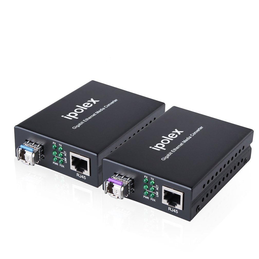 ipolex EIN Paar Gigabit Ethernet Medienkonverter, 1,25G SFP Port, Single-Mode LC Glasfaser zu Ethern