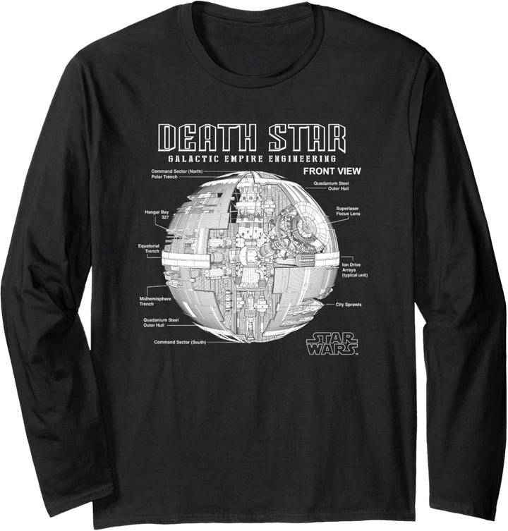 Star Wars Death Star Empire Engineering Diagram Langarmshirt