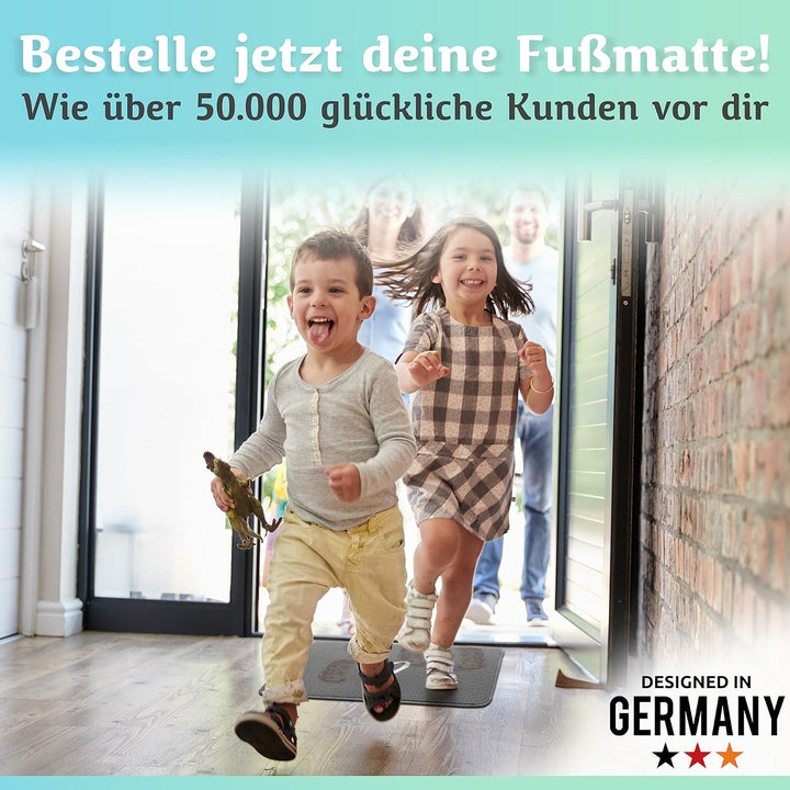 Bodenständig Fussmatte innen [waschmaschinenfest] in Perfekter Grösse für die Haustür. Fussmatte gra