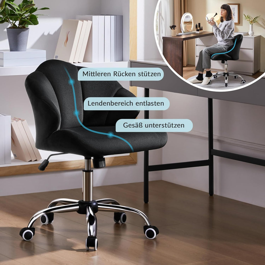 Yaheetech Homeoffice Stuhl, Schminkstuhl, Schreibtischstuhl höhenverstellbar Drehstuhl, Bürosessel i